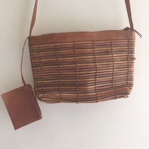 SALE! CEM Woven Leather Shoulder Bag w/Coin Purse